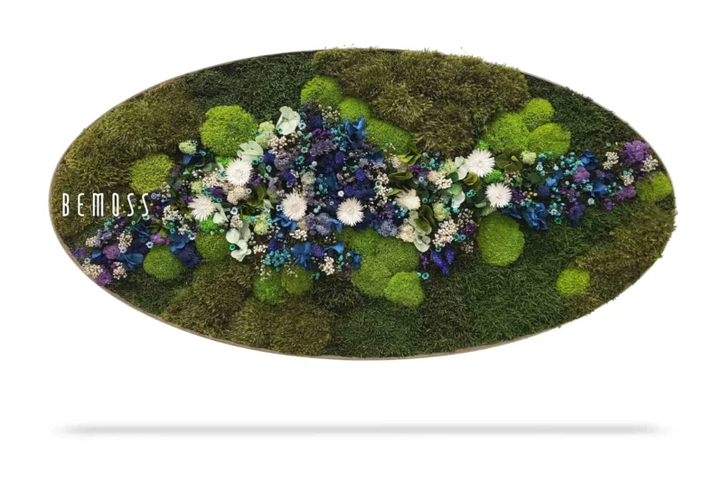 Cuadro de musgo Elipse PLANTAS Acebo BLUE