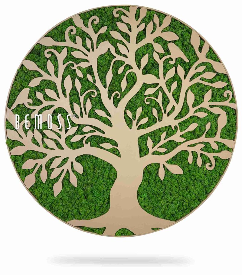 Cuadro de musgo Árbol de la Vida Redondo (63x63cm) beige