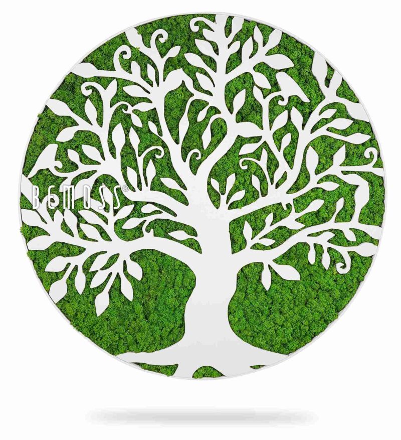 Cuadro de musgo Árbol de la Vida Redondo (114x114cm) white